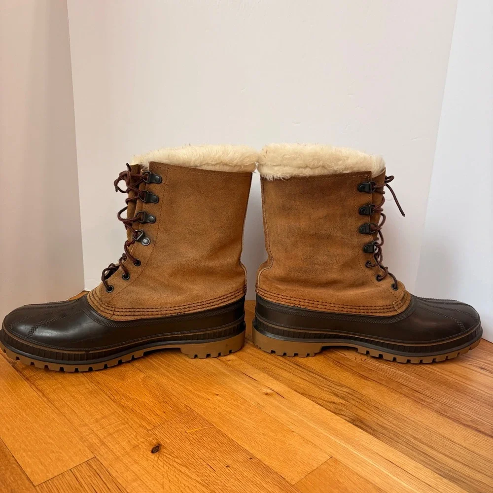 Sorel Kaufman Caribou Mens 9 Brown Suede Rubber Winter Snow Duck Boots USA Made